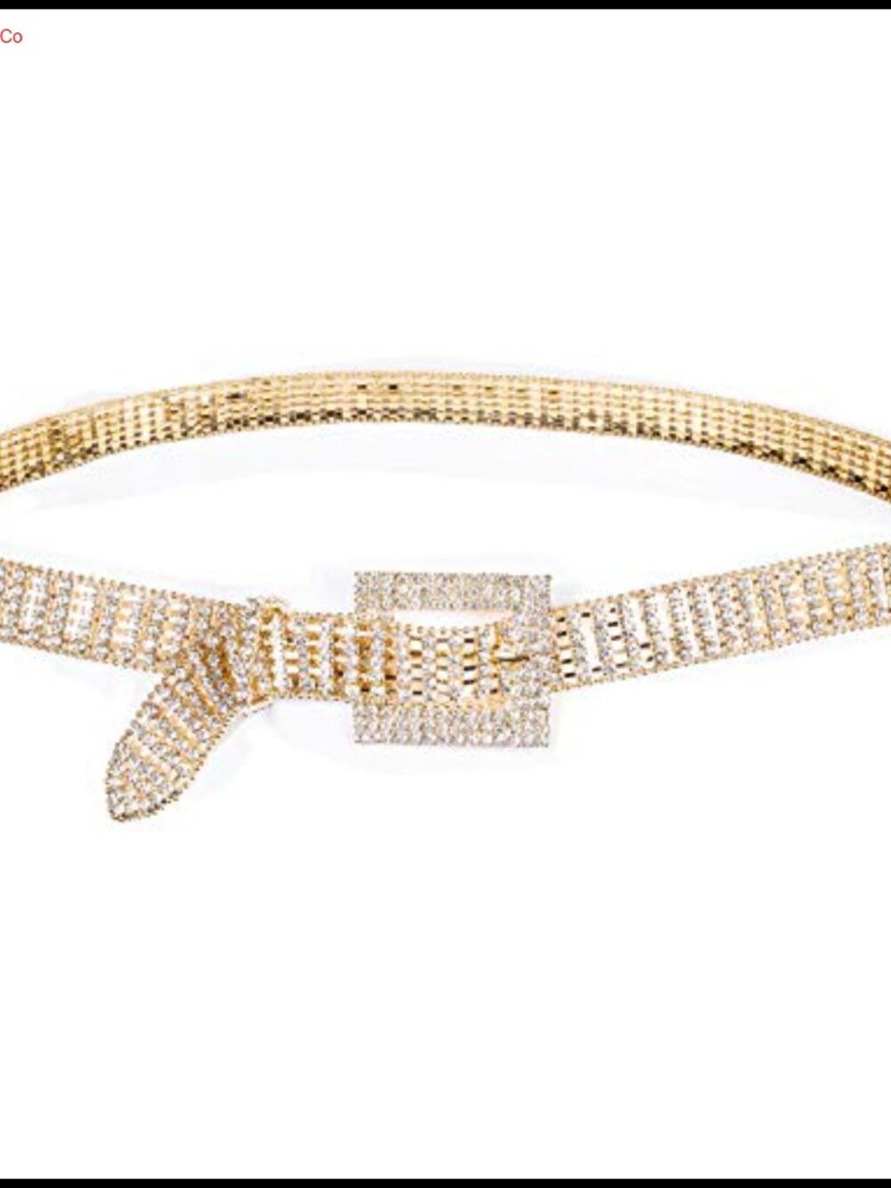 Rhinestone Chain Belt with Square Buckle Adjustable Glitter